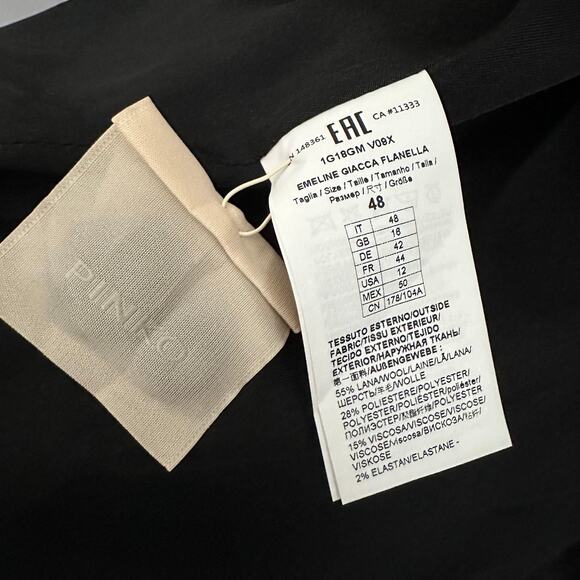 Pinko Emeline Belted Wool Blend Blazer Gray Italy Size 12 US / 48 IT - Picture 9 of 15